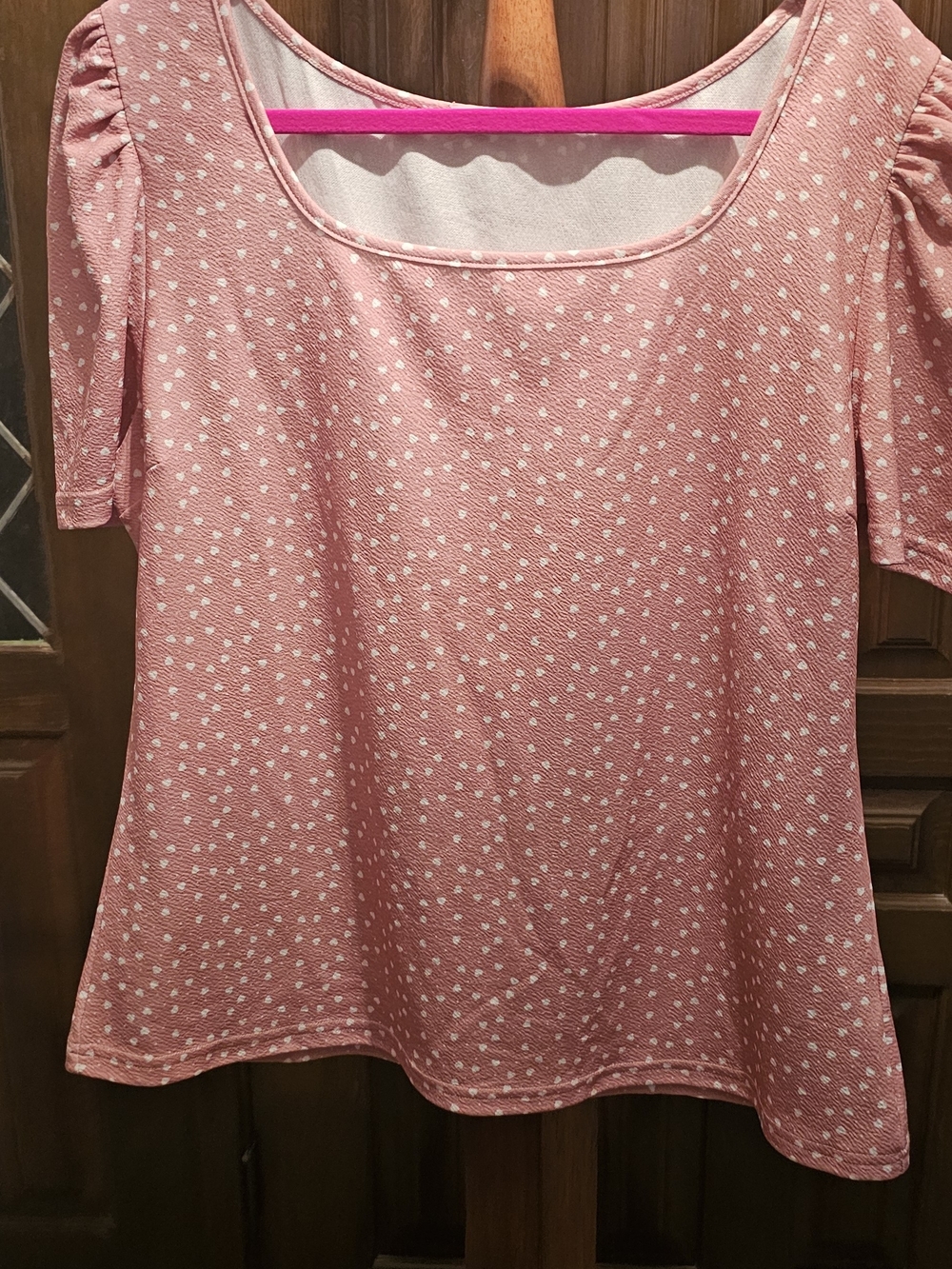 Women’s Dusty Pink Scoop Neck Short Sleeve Blouse